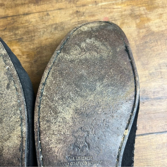 Zelli Mens 9M Black Brown Genuine Ostrich Leather Handmade Italy Penny Loafers - Picture 8 of 11